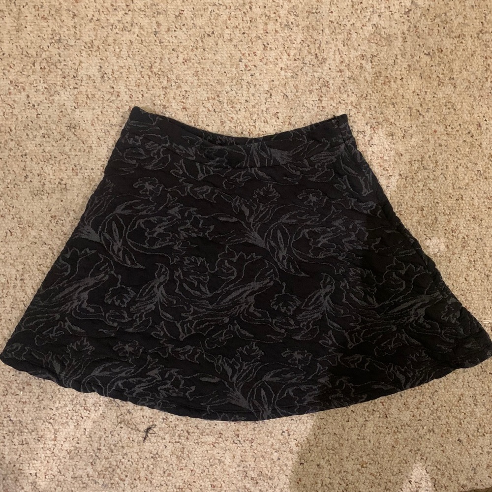 Black Textured Skater Skirt